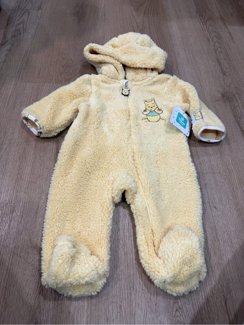Disney Cream Teddy Sherpa Hooded One-Piece Footie